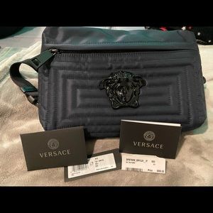 Authentic Versace Medusa Head Blue Belt Bag